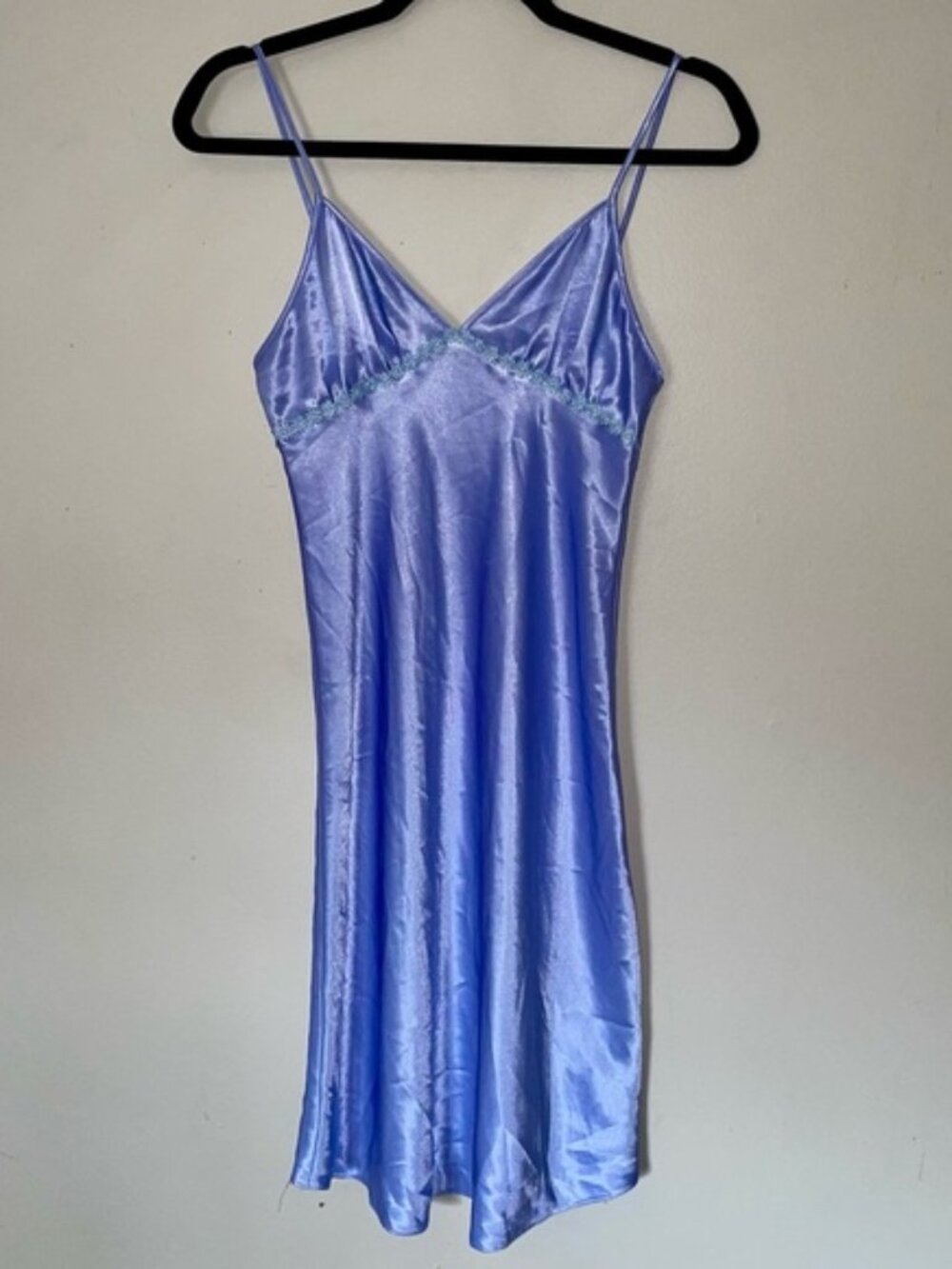 Vintage Periwinkle Satin Slip Dress